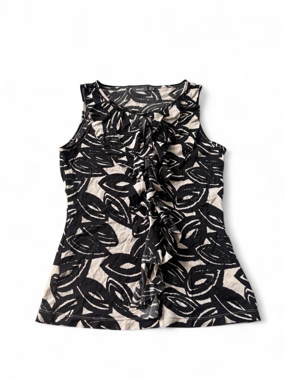 Mexx Black & Beige Ruffle Front Sleeveless Camisole